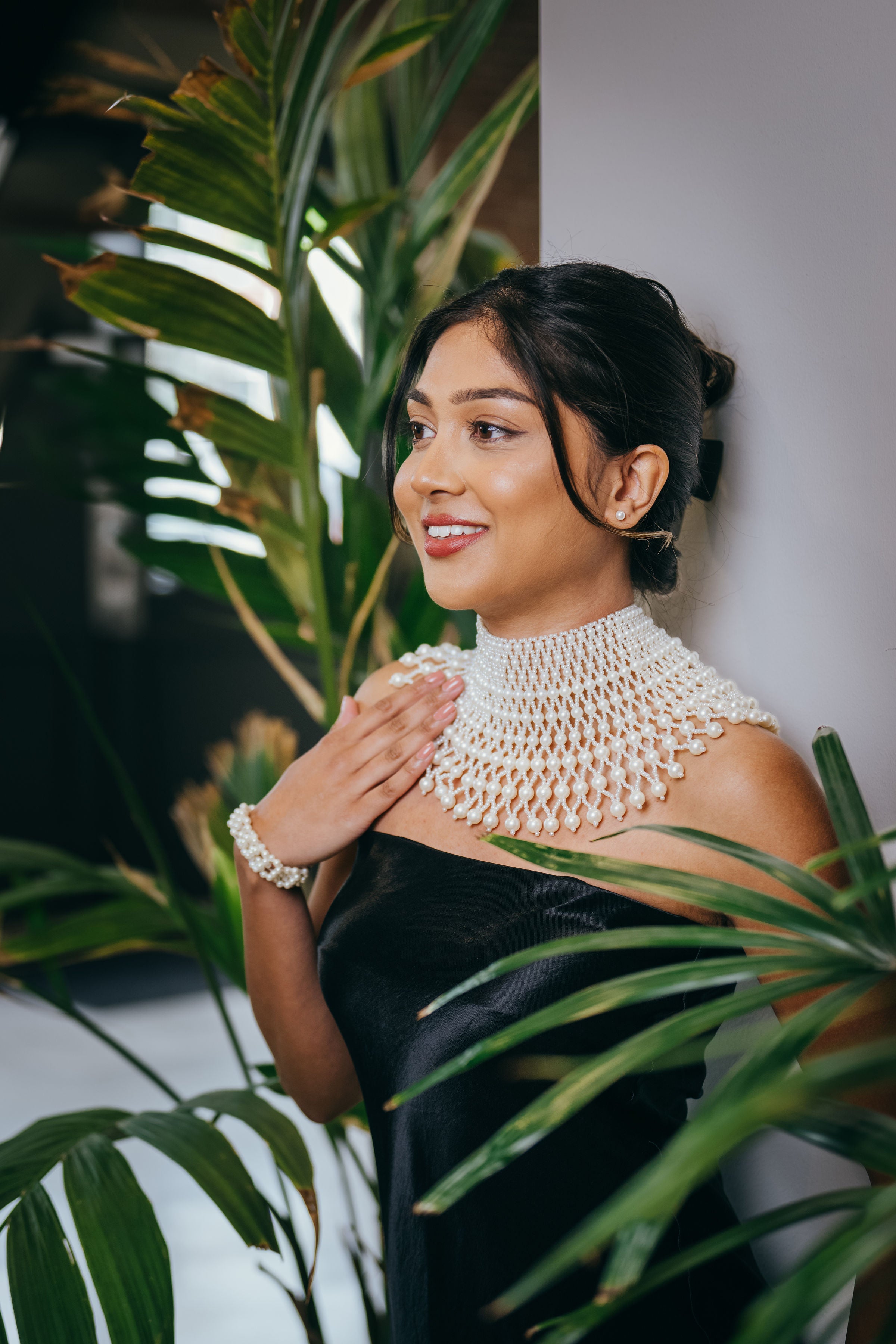 Detail van de parels van de Pearly Elegance Necklace